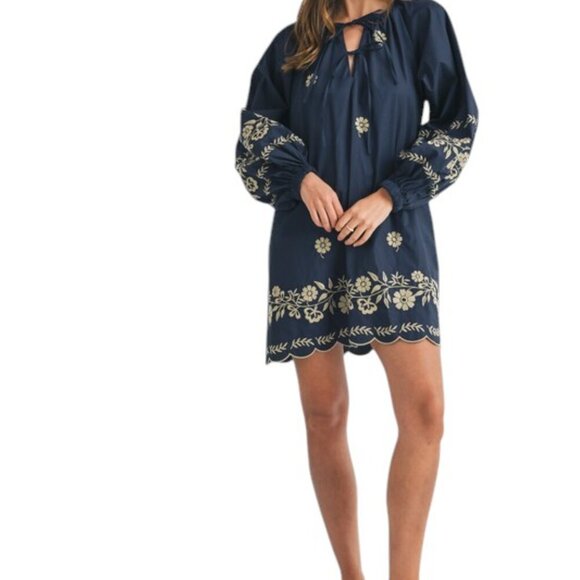 Navy Blue Floral Mini Spring Dress - Picture 10 of 13